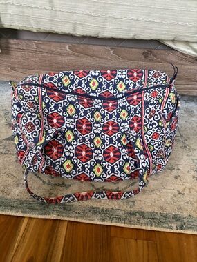 Vera Bradley Quilted Tote in Navy, Orange, and Lime